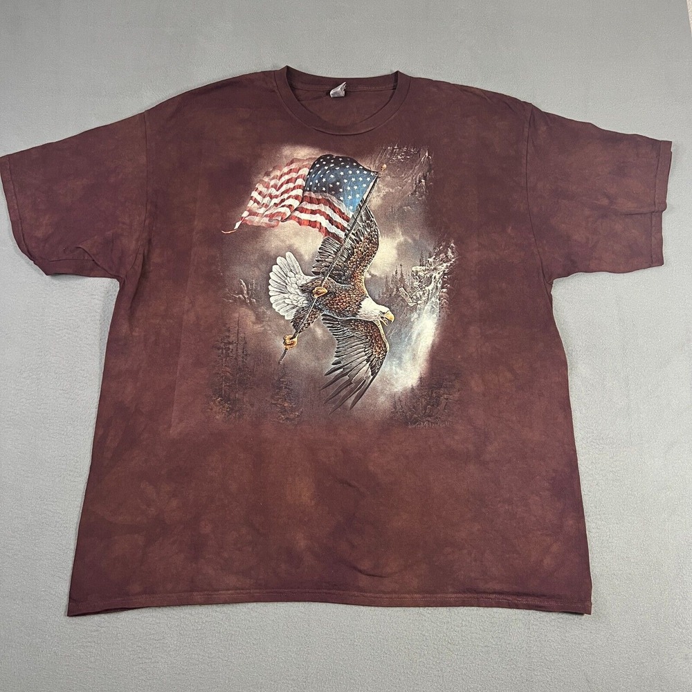 Flying Bald Eagle American Flag Mountain Ted Blaylock Tie-Dye‎ T-shirt 3XL